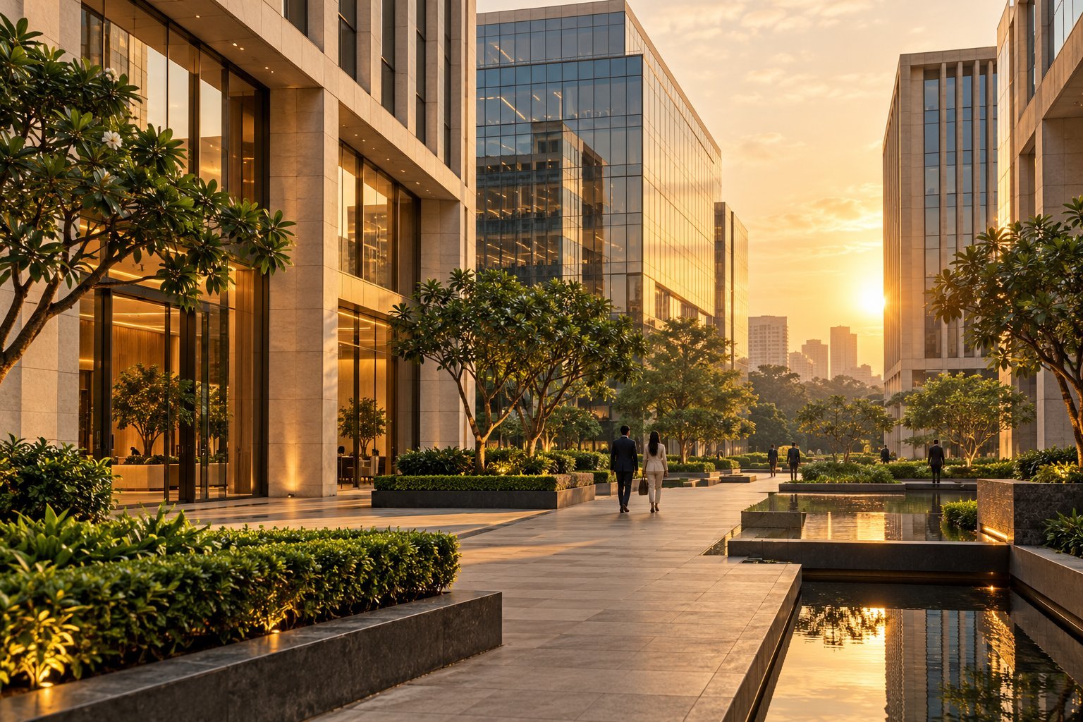 Illustrative photograph of a contemporary business district
